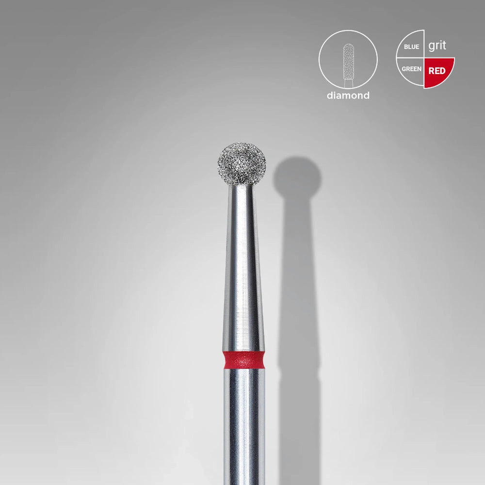 STALEKS PRO Diamantni brusilni nastavek za nohte, RDEČA krogla premer 2,7 MM