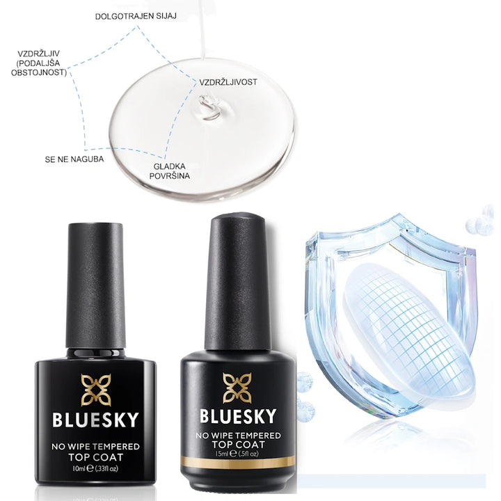 Bluesky UV LED gel lak NO WIPE TEMPERED TOP COAT