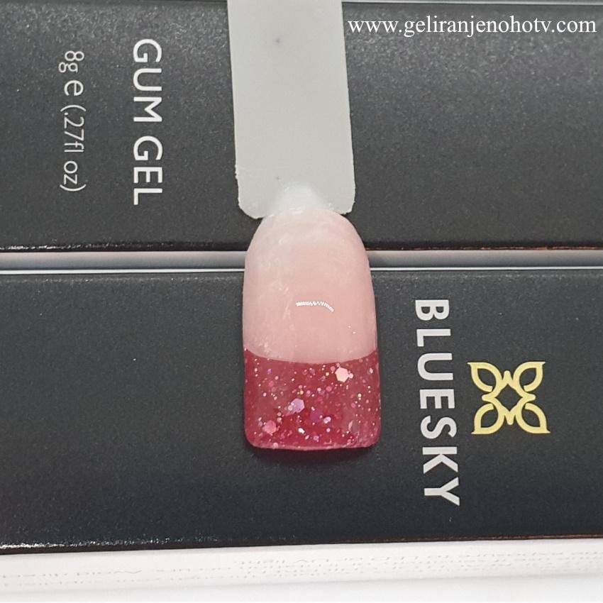 BLEUSKY UV LED GUM GEL Z BLEŠČICAMI, 8g