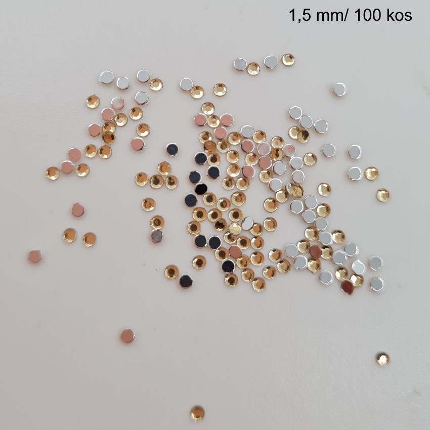 Okrasni kristalčki (zlati, okrogli, 1,5mm) 100kos