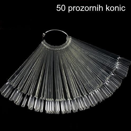 50 prozornih konic na kovinskem obroču za prikaz
