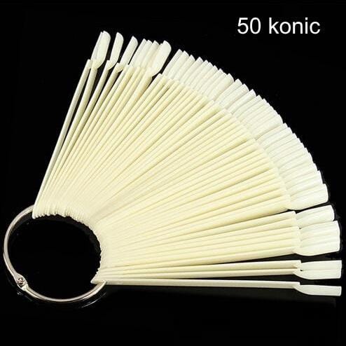 50 konic naravne barve na kovinskem obroču za prikaz