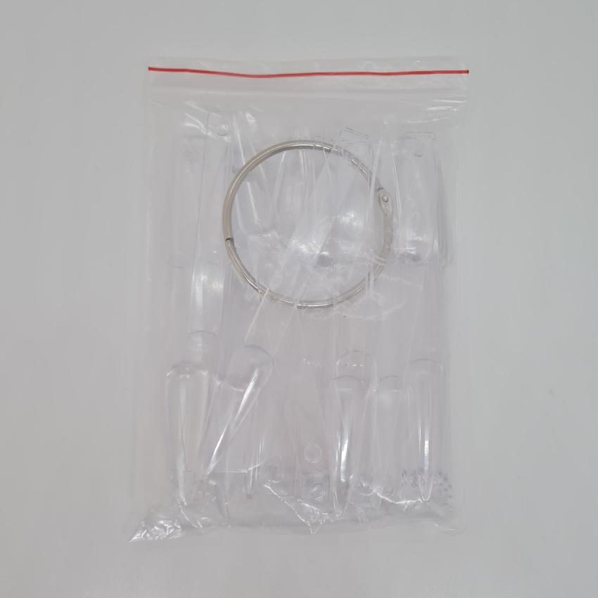 50 stiletto prozornih konic na kovinskem obroču za prikaz