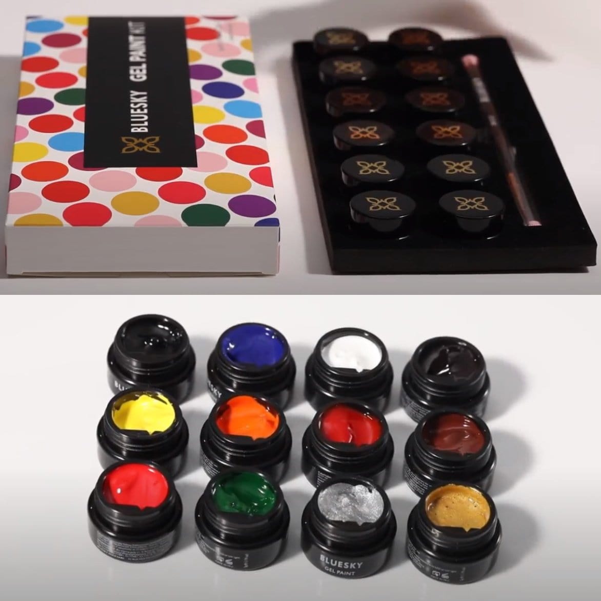 Bluesky UV LED paint Barvni gel (SET), 12X8ml + ČOPIČ