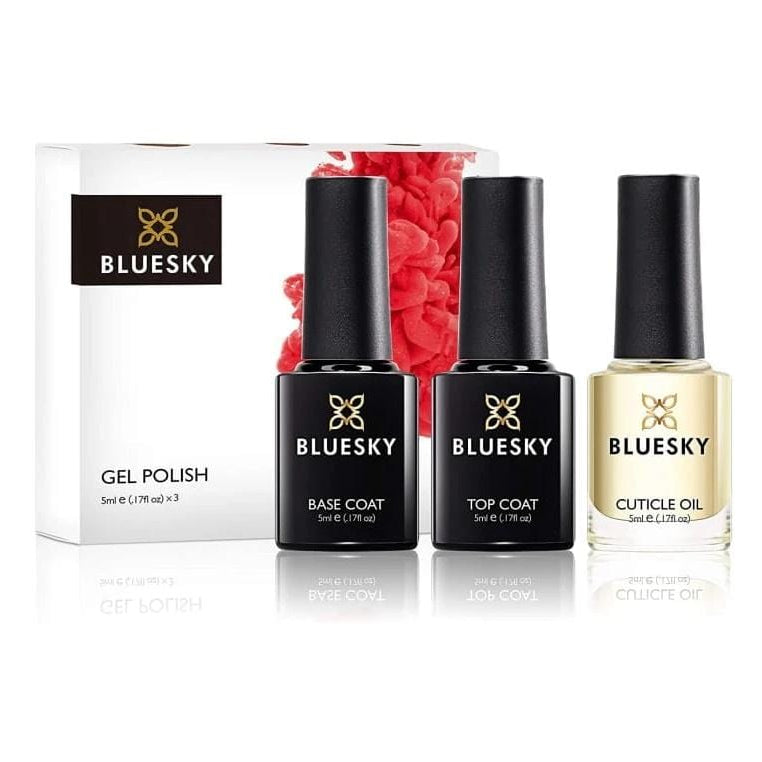 Bluesky UV LED gel lak (MINI TRIO SET - Base coat, Top coat in olje) 5ml