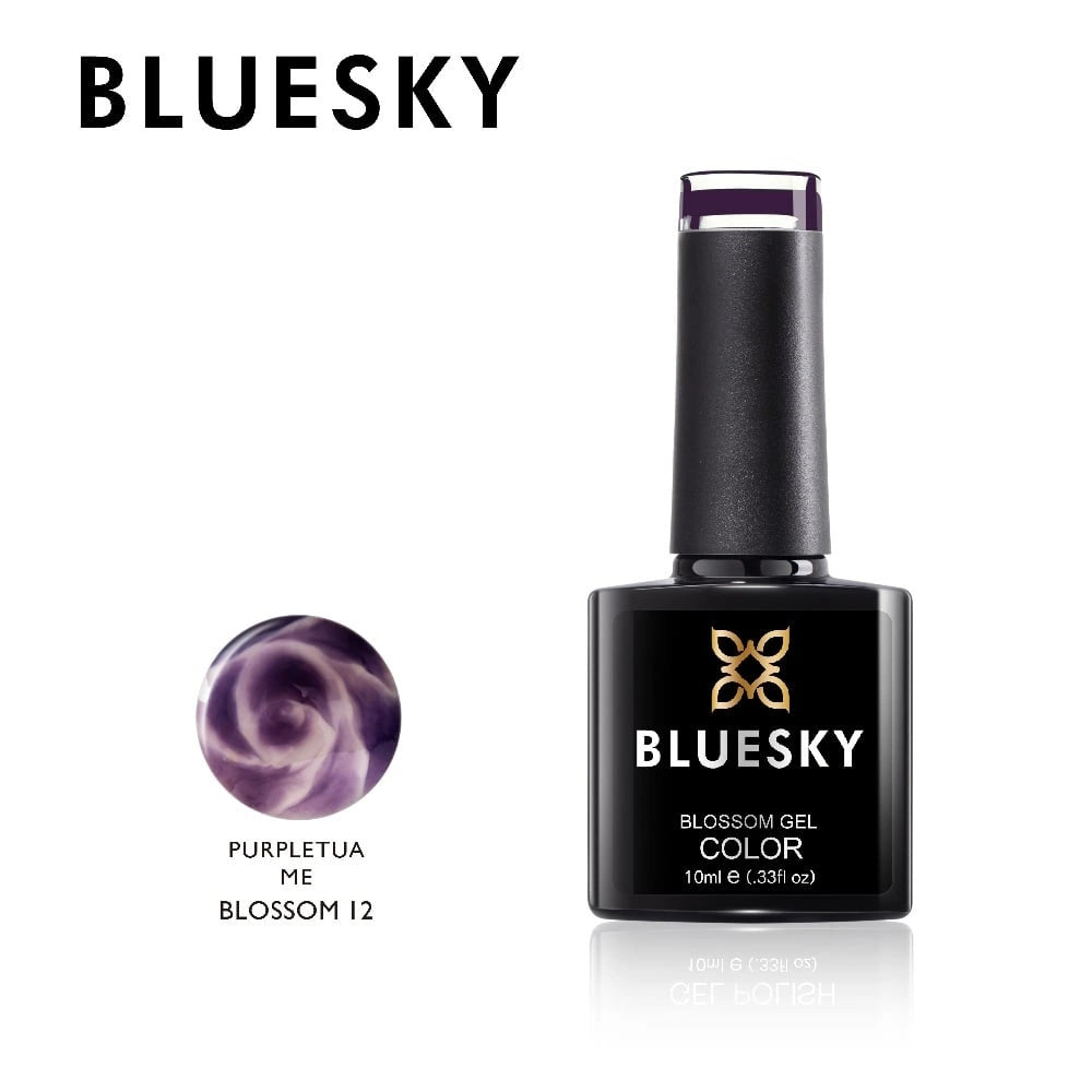 Bluesky UV LED gel lak (Blossom12), 10ml - Temno viola z bleščicami