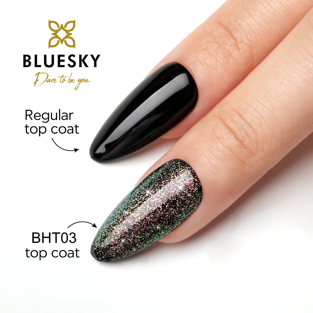 Bluesky top coat z bleščicami