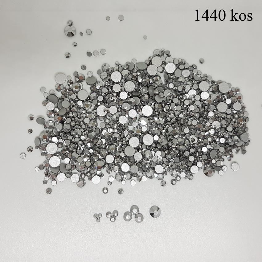 Okrasni kamenčki (srebrni metal, okrogli, različne velikosti) 100kos/1440kos