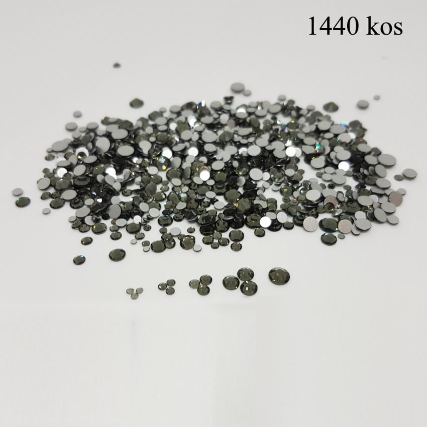 Okrasni kamenčki (prosojno črni, okrogli, različne velikosti) 100kos/1440kos