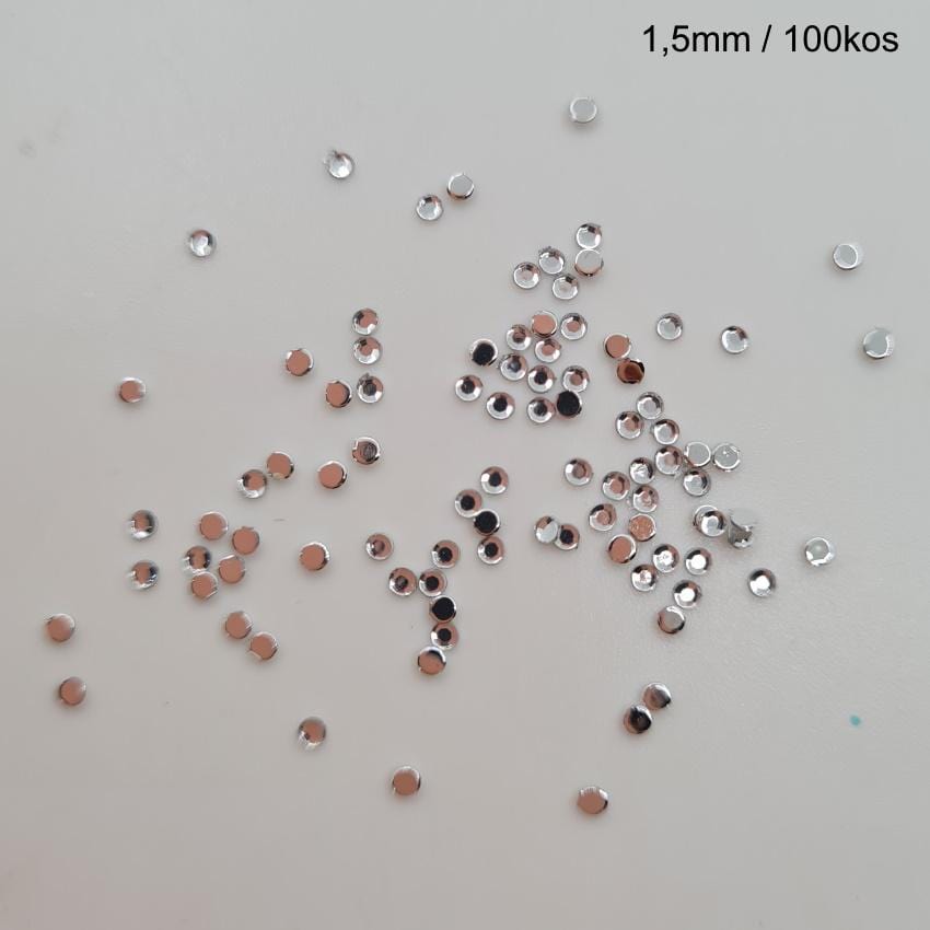 Okrasni kristalčki (srebrni, okrogli, 1,5mm) 100kos