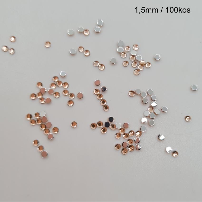 Okrasni kamenčki (rose gold, okrogli, 1,5mm) 100kos