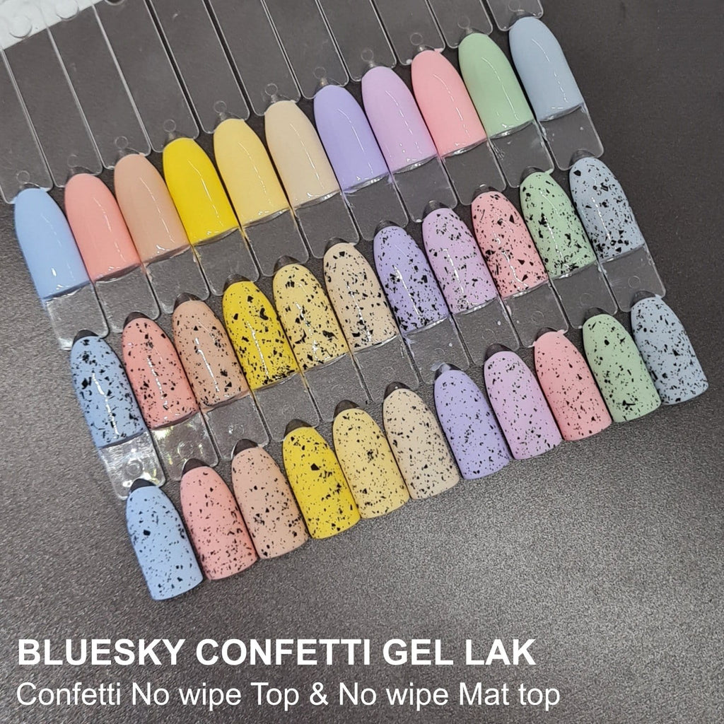 Bluesky UV LED gel lak (CONFETTI TOP COAT BCT01 & MAT TOP COAT BCT02) 10ML