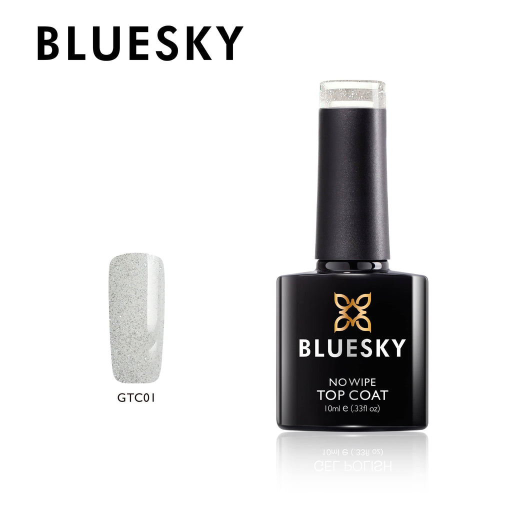 Bluesky UV/LED gel-lak (NO WIPE TOP COAT Z BLEŠČICAMI - GTC01) 10ML