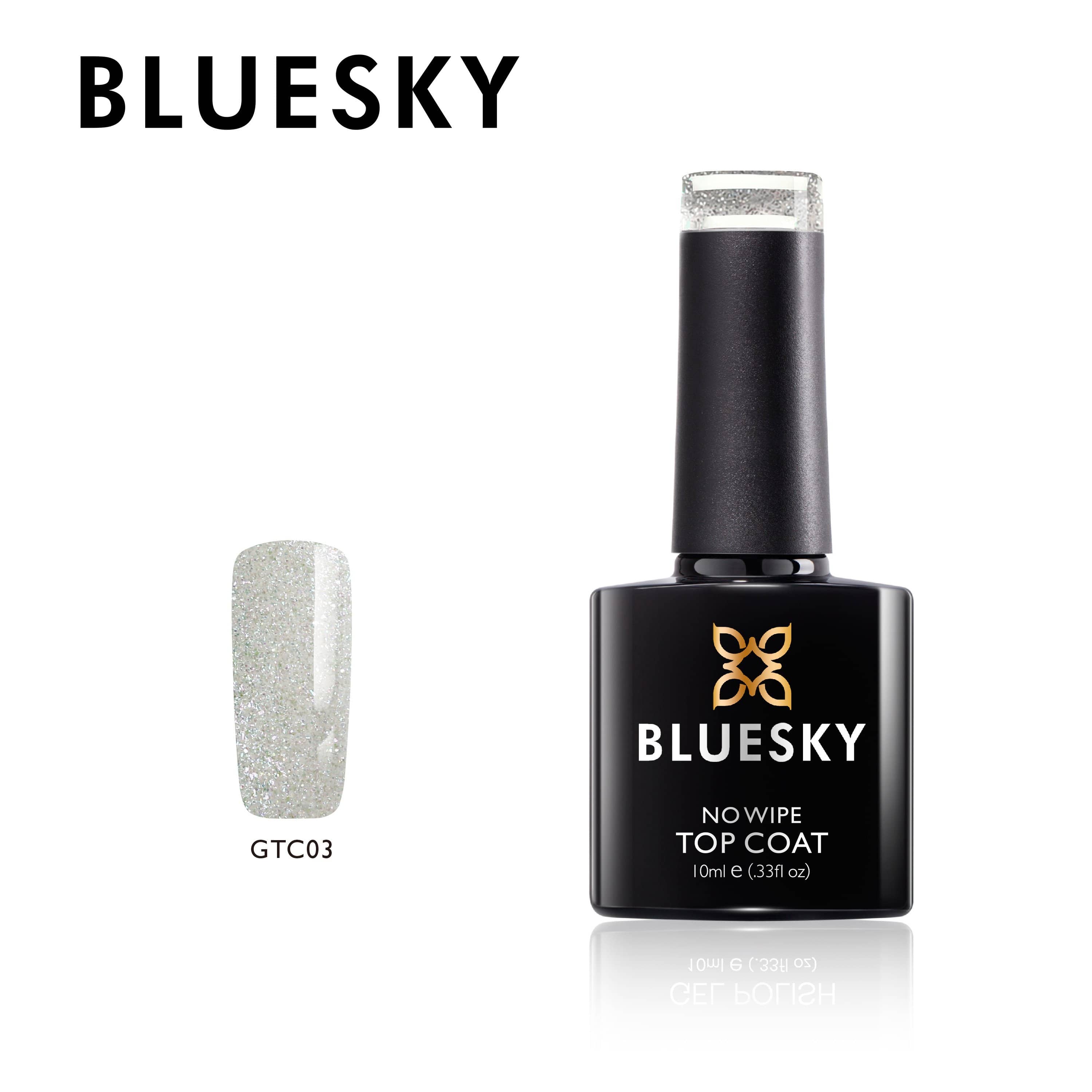 BLUESKY UV/LED GEL-LAK (NO WIPE TOP COAT Z BLEŠČICAMI - GTC03) 10ML