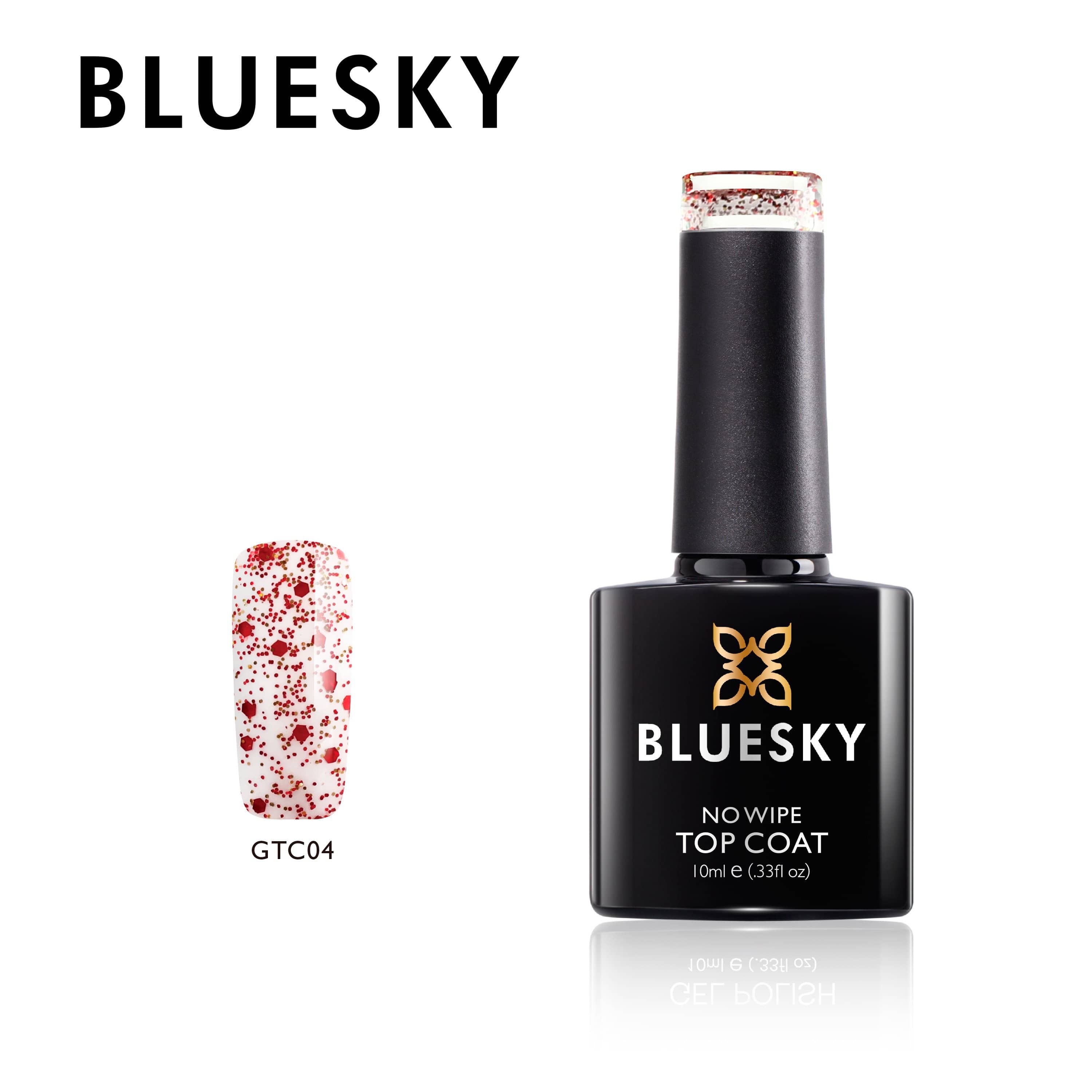 Bluesky UV/LED gel-lak (NO WIPE TOP COAT Z BLEŠČICAMI - GTC04) 10ML