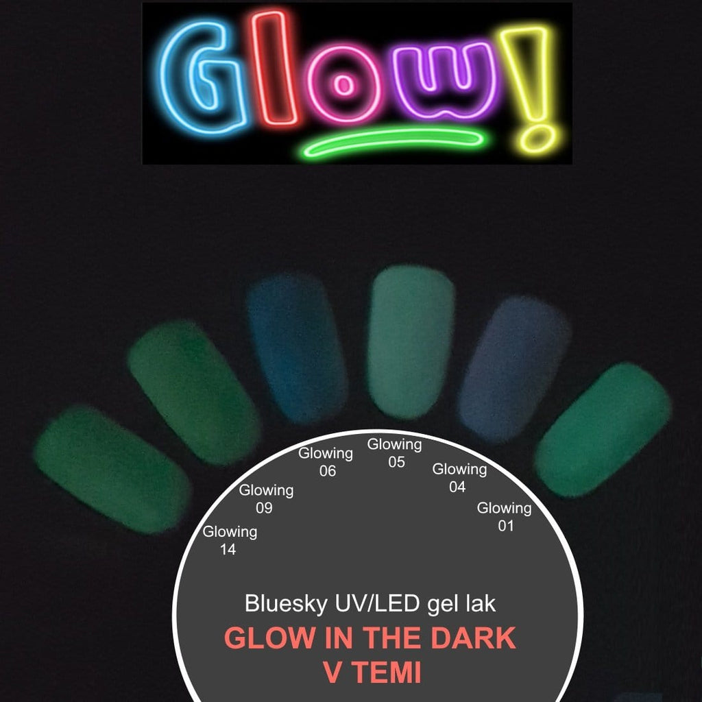 Bluesky UV/LED gel-lak (Glowing 14/ Zelen), 10 ml - GLOW IN THE DARK/SE SVETI V TEMI