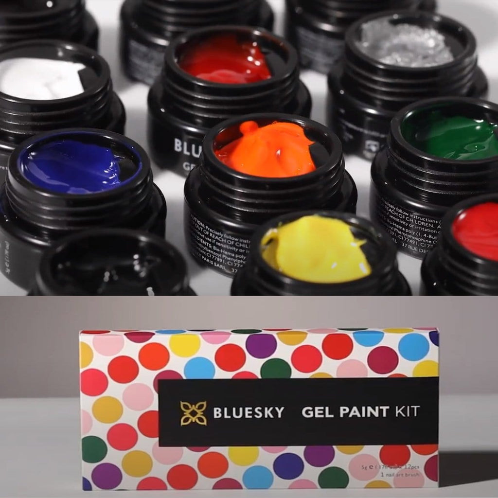 Bluesky UV LED paint Barvni gel (SET), 12X8ml + ČOPIČ